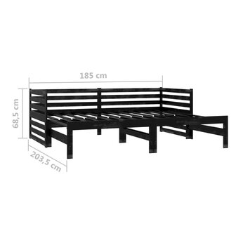 Bedbank uitschuifbaar massief grenenhout zwart 2x(90x200) cm 8720286641651 9