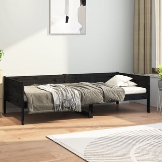 Slaapbank massief grenenhout zwart 90x190 cm 8720287072294 1