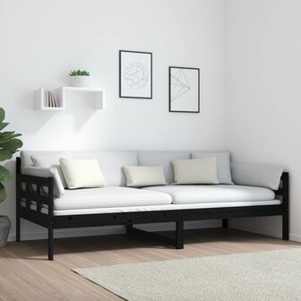Slaapbank massief grenenhout zwart 90x200 cm 8720287073390 4