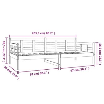 Slaapbank massief grenenhout zwart 90x200 cm 8720287073390 11