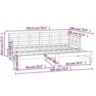Slaapbank uitschuifbaar massief grenenhout 2x(90x190) cm 8720287073604 10