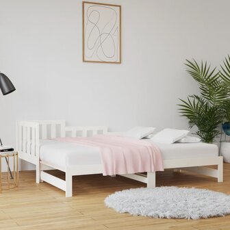 Slaapbank uitschuifbaar 2x(80x200) cm massief grenenhout wit 8720287136255 1