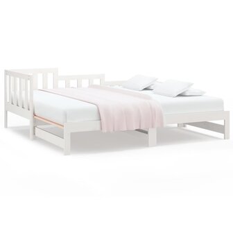 Slaapbank uitschuifbaar 2x(80x200) cm massief grenenhout wit 8720287136255 2