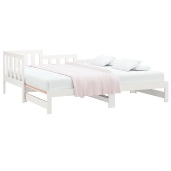 Slaapbank uitschuifbaar 2x(80x200) cm massief grenenhout wit 8720287136255 3