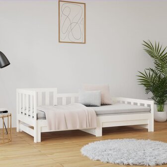 Slaapbank uitschuifbaar 2x(80x200) cm massief grenenhout wit 8720287136255 4