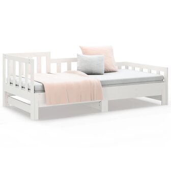 Slaapbank uitschuifbaar 2x(80x200) cm massief grenenhout wit 8720287136255 5