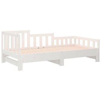 Slaapbank uitschuifbaar 2x(80x200) cm massief grenenhout wit 8720287136255 8