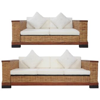 2-delig Bankstel met kussens natuurlijk rattan bruin 8719883731551 1
