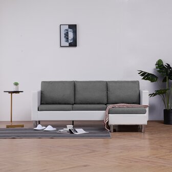 Driezitsbank met kussens kunstleer wit 8719883742458 1