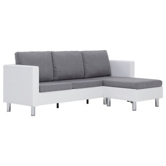 Driezitsbank met kussens kunstleer wit 8719883742458 2