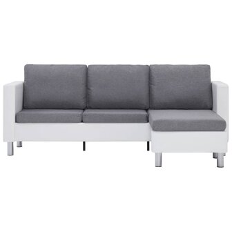 Driezitsbank met kussens kunstleer wit 8719883742458 3