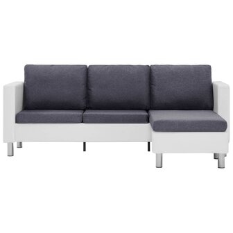 Driezitsbank met kussens kunstleer wit 8719883742465 3