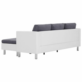 Driezitsbank met kussens kunstleer wit 8719883742465 5