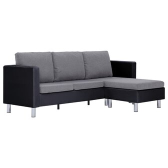 Driezitsbank met kussens kunstleer zwart 8719883742472 2