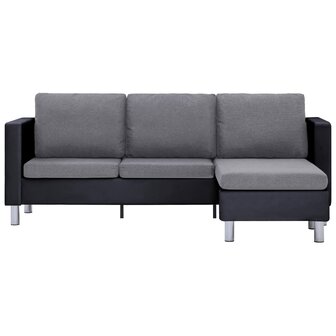 Driezitsbank met kussens kunstleer zwart 8719883742472 3