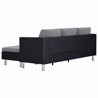 Driezitsbank met kussens kunstleer zwart 8719883742472 5