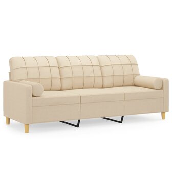 Driezitsbank met sierkussens 180 cm stof cr&egrave;mekleurig 8721012057593 2