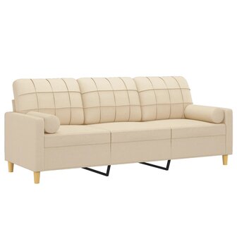 Driezitsbank met sierkussens 180 cm stof cr&egrave;mekleurig 8721012057593 3