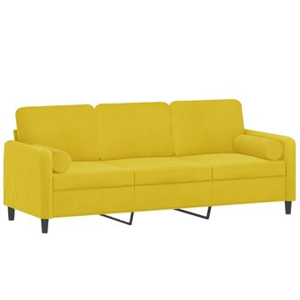 Driezitsbank met sierkussens 180 cm fluweel geel 8721012058644 3