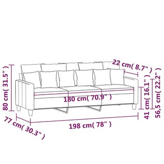 Driezitsbank 180 cm stof donkergrijs 8721012140028 8