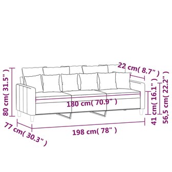 Driezitsbank 180 cm fluweel lichtgrijs 8721012140394 8