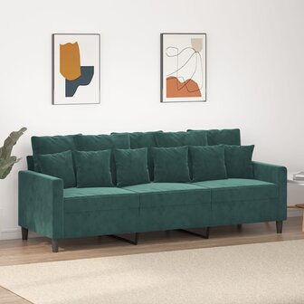 Driezitsbank 180 cm fluweel donkergroen 8721012140417 1