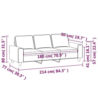 Driezitsbank 180 cm stof wijnrood 8721012141315 8