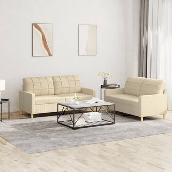 2-delige Loungeset met kussens stof cr&egrave;mekleurig 8721012062436 1
