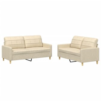 2-delige Loungeset met kussens stof cr&egrave;mekleurig 8721012062436 2