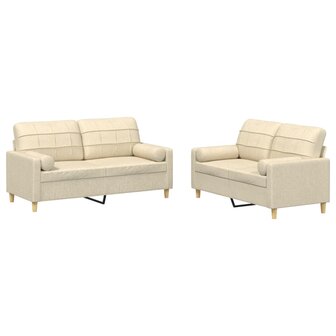 2-delige Loungeset met kussens stof cr&egrave;mekleurig 8721012062597 2