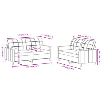 2-delige Loungeset met kussens stof cr&egrave;mekleurig 8721012062597 8