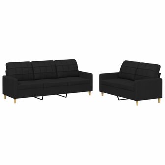 2-delige loungeset met kussens stof zwart 8721012062771 2