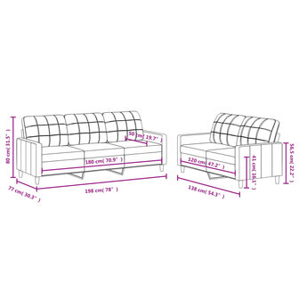 2-delige loungeset met kussens stof zwart 8721012062771 6