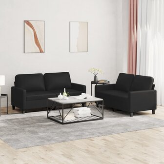 2-delige Loungeset met kussens kunstleer zwart 8721012063754 1