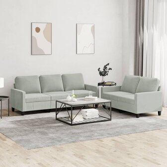 2-delige Loungeset met kussens fluweel lichtgrijs 8721012064836 1