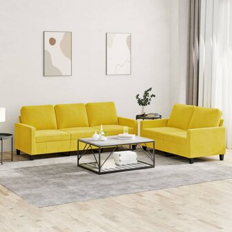 2-delige Loungeset met kussens fluweel geel 8721012064898 1