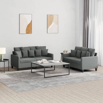 2-delige Loungeset met kussens stof donkergrijs 8721012066168 1