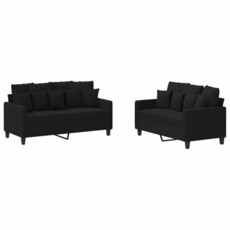 2-delige loungeset met kussens stof zwart 8721012066199 2