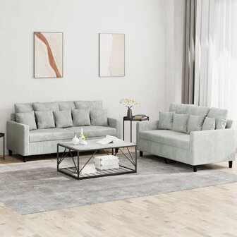 2-delige Loungeset met kussens fluweel lichtgrijs 8721012066670 1