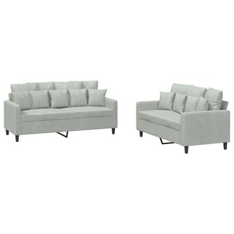 2-delige Loungeset met kussens fluweel lichtgrijs 8721012066670 2