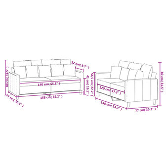 2-delige Loungeset met kussens fluweel bruin 8721012066748 7