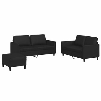 3-delige Loungeset met kussens kunstleer zwart 8721012067226 2