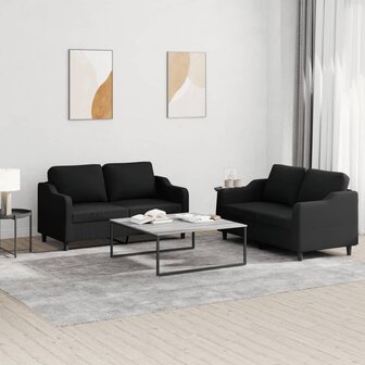 2-delige loungeset met kussens stof zwart 8721012067738 1