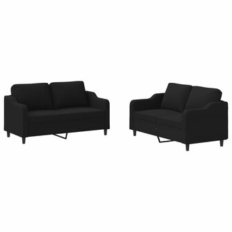 2-delige loungeset met kussens stof zwart 8721012067738 2