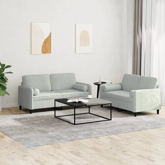 2-delige Loungeset met kussens fluweel lichtgrijs 8721012069619 1