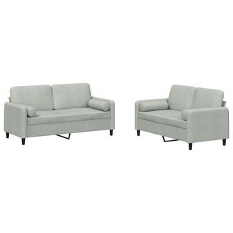 2-delige Loungeset met kussens fluweel lichtgrijs 8721012069619 2