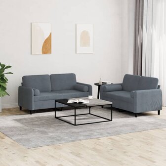 2-delige Loungeset met kussens fluweel donkergrijs 8721012069626 1