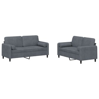 2-delige Loungeset met kussens fluweel donkergrijs 8721012069626 2