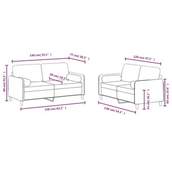 2-delige Loungeset met kussens fluweel donkergrijs 8721012069626 8
