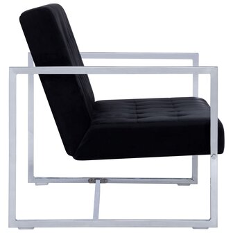 Tweezitsbank met armleuningen chroom en fluweel zwart 8719883588476 4